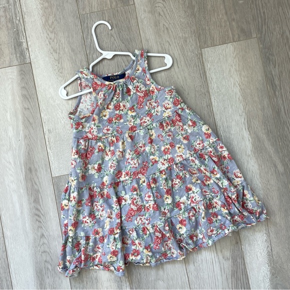 Polo Ralph Lauren Floral Tiered Sleeveless Dress Purple (size 5) stretchy jersey - Picture 1 of 4